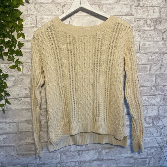 JEANNE Pierre 100% cotton knitted sweater. Size small Cream Colored - Picture 1 of 7